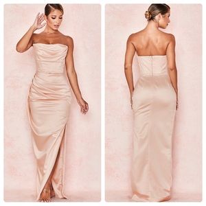 House of CB Adrienne Satin Strapless Gown Pink Size XS
